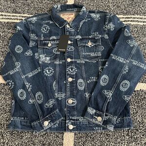 True Religion Indigo Patterned Denim Jacket size L